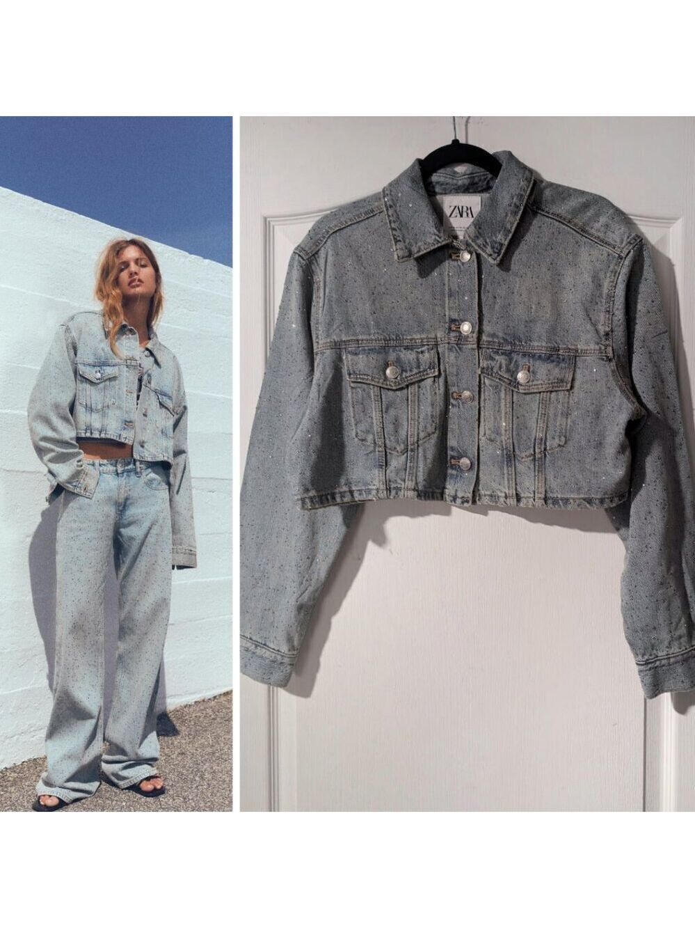 NEW! Zara | Crop Denim Jewel Jacket